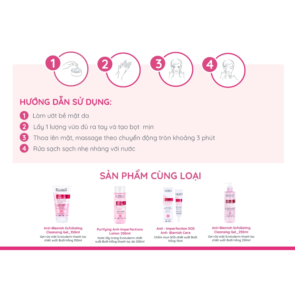 Gel Rửa Mặt Evoluderm Anti-Imperfections Chiết Xuất Bưởi Hồng Và Kẽm PCA Dành Cho Da Dầu Mụn 250ML(20390)