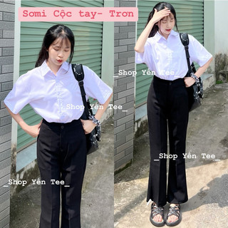 Áo sơ mi trắng đi học đồng phục Yến Tee Shop hàng cao cấp có size 30kg-100kg #0135