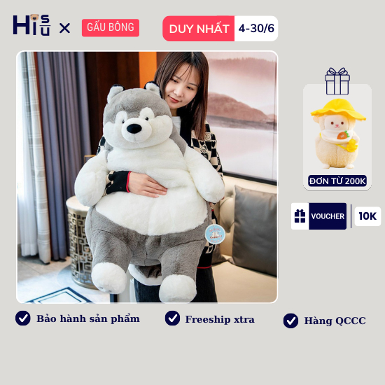 Gấu Bông Chó Husky Bụng Bự , Gấu Bông Thỏ Vịt Bụng Bia Đáng Yêu Hàng Quảng Châu Cao Cấp , Hisu