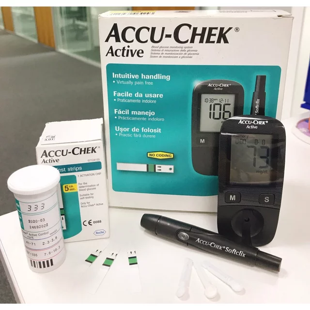 Máy đo đường huyết Accu-Chek Active hỗ trợ kiểm tra lượng đường trong máu tại nhà