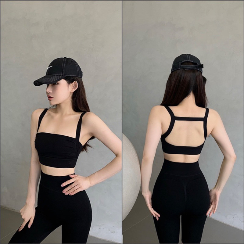 Áo Bra Tập Gym Yoga Earobic chất Lulu Lạnh lưng vuông tôn dáng, sexy quyến rũ, kèm sẵn đệm mút