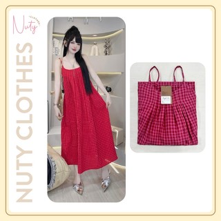 Đầm Nữ Maxi Caro 2 Dây Dáng Suông Dài Màu Hồng Đậm Phong Cách Hàn Quốc