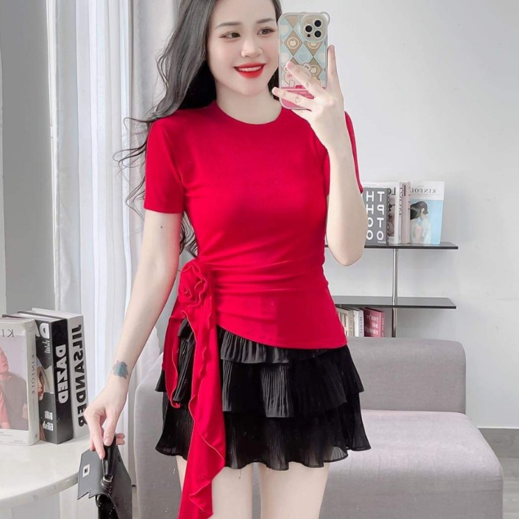 Áo Thun Nữ Nhũ Tay Ngắn Bigsize ESHOP Áo Thun Nhũ Cổ Tròn Ôm Body Dễ Thương Áo Kiểu Nữ Xinh MS202