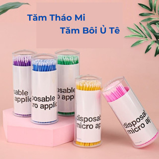 Tăm Tháo Mi (Túi - Hũ 100 cây) Tăm Bông Vệ Sinh Mi Gỡ Mi Quét Sáp Keo Nối Mi Dụng Cụ Nối Mi 88801