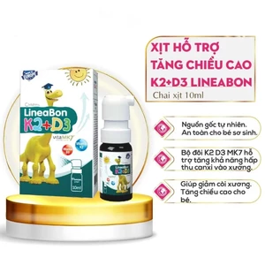 Lineabon Vitamin D3+K2 Dạng Xịt Giúp Hấp Thụ Canxi, Bổ Sung Vitamin D3 Cho Trẻ Giảm Còi Xương