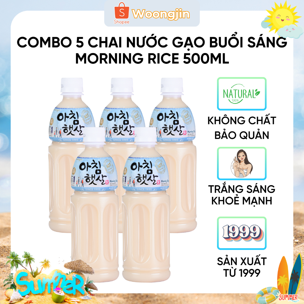 Combo 5 Chai Nước Gạo Buổi Sáng Morning Rice 500ml - Woongjin | Shopee ...
