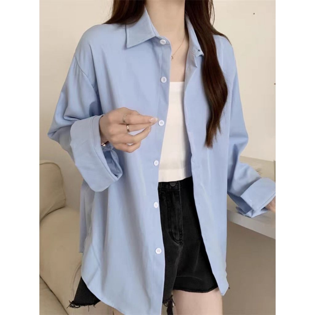Ảnh Áo Sơ Mi Bigsize Nữ Tay Dài Có Túi Basic Thời Trang Công Sở Form Rộng Ulzzang Hàn Quốc SM20 2