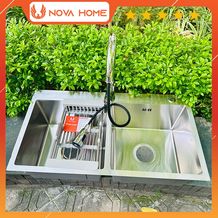 Chậu Rửa Bát Đúc 2 Hố Cân Inox 304, Bồn rửa chén 2 hộc Inox 304 Cao Cấp ...