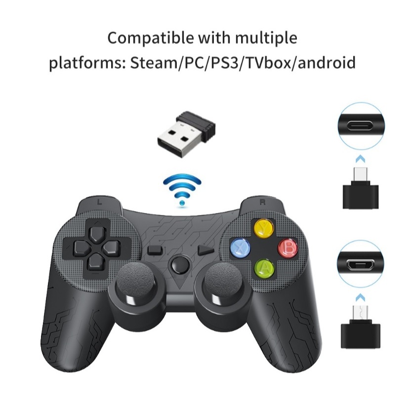 Bộ 2 tay cầm chơi game cho 2 người có rung trên PC, Laptop, Điện Thoại Android (Mẫu cắm sạc)
