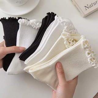 Sét 10 đôi Tất cao cổ nữ chất liệu vải Hàn co giãn 4 chiều, vớ nữ phong cách