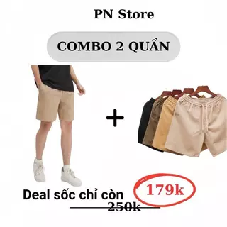 Combo2 quần short kaki PN STORE fom chên gối trẻ chung vải kaki k giãn Menswear Nam - QS01