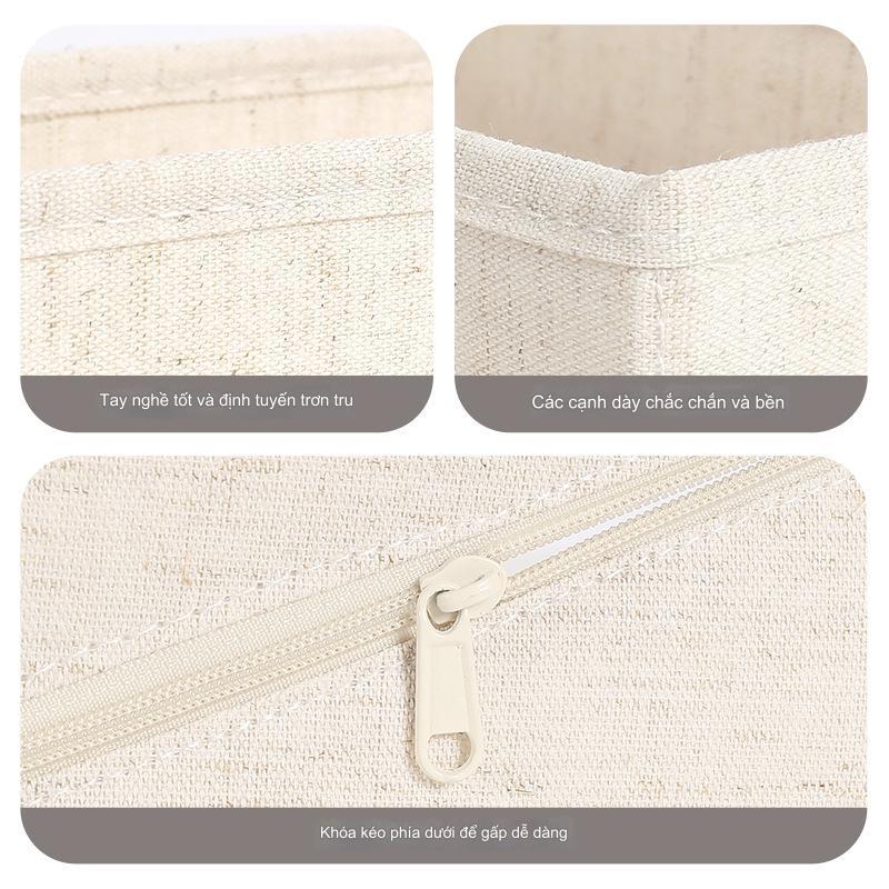 Hộp đựng đồ lót tất vớ, vải cotton và lanh Thiên Sơn, khung bảng nhựa PP, giặt được, KT 33.5*10*10cm Akii Home TD107
