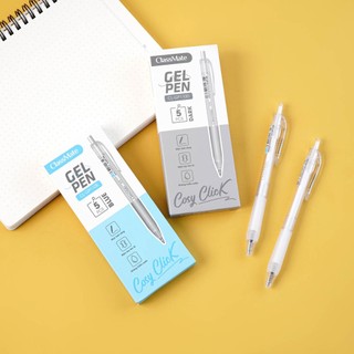 Hộp 5 Bút Gel Viết Trơn Khô Nhanh Classmate 0.5mm, Bút Bi Nước Xanh Đen Bút Gel Bấm Siêu Êm GP110