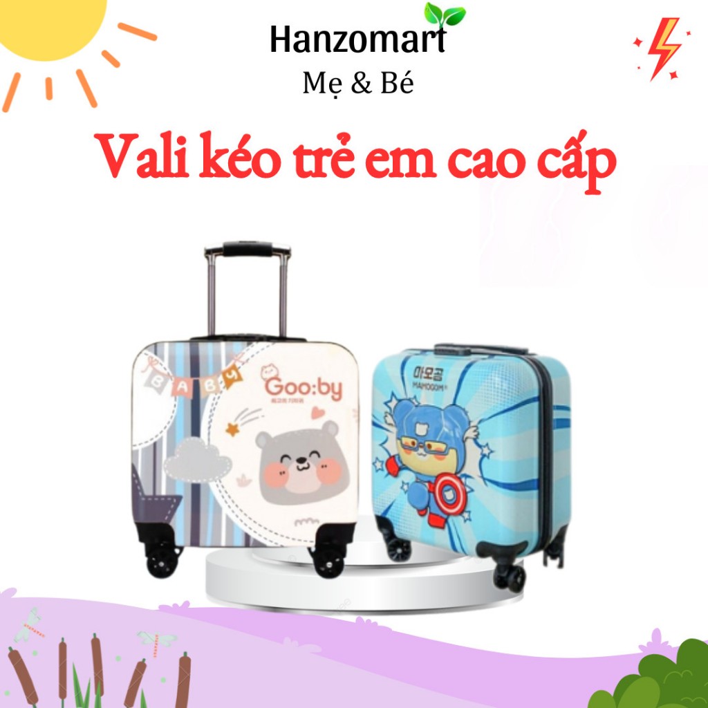 Vali kéo trẻ em hình gấu Momo / Gooby 18inch, Vali kéo cho bé siêu đẹp hanzomart