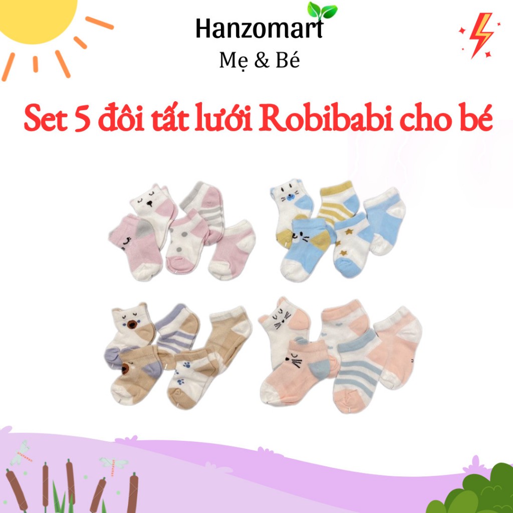Set 5 Đôi Tất Lưới Robibabi Cho Bé - hanzomart