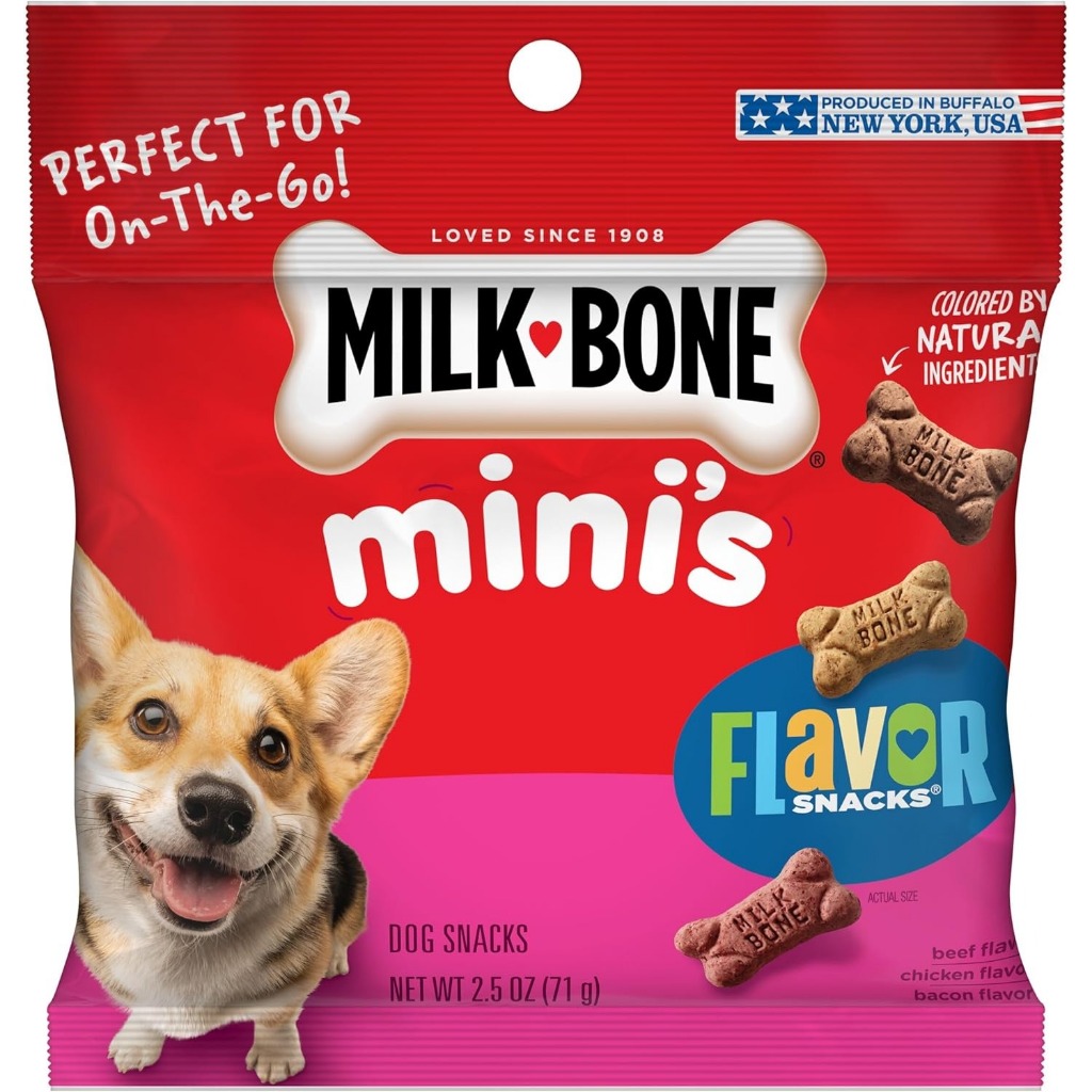 Milk-Bone Mini's Flavor Snacks Dog Treats - 36 Ounce Canister With Beef, Chicken & Bacon Flavors