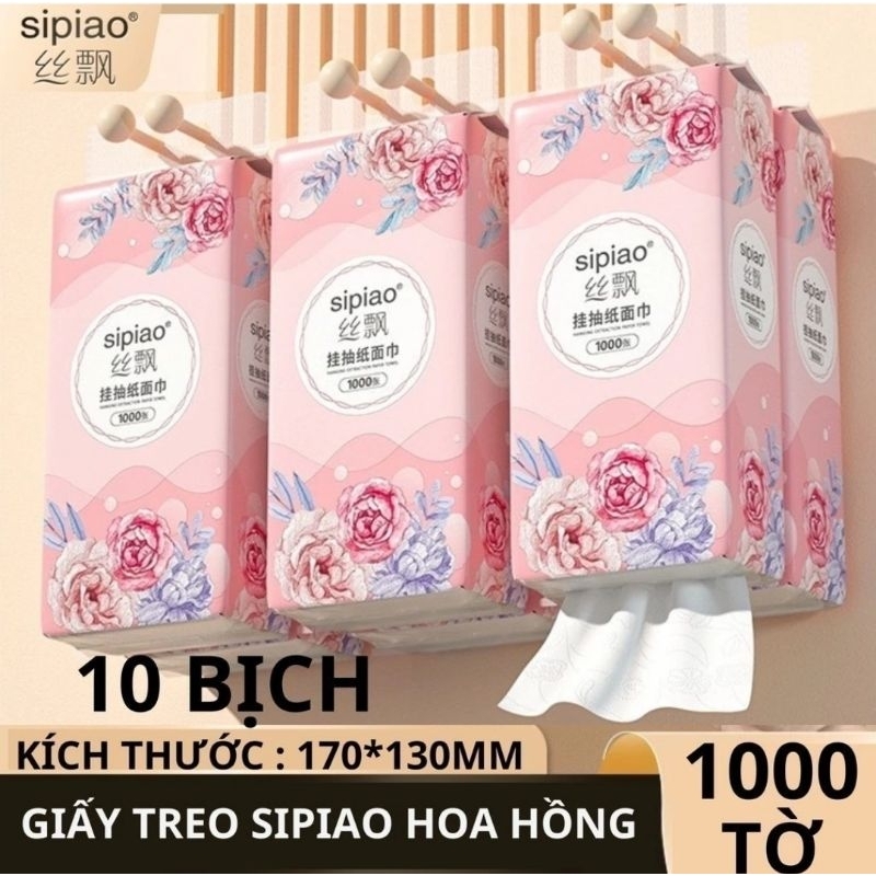 Thùng 10 Bịch Giấy Rút Treo Tường Sipao Hoa Hồng, Giấy Lau đa Năng 4 ...