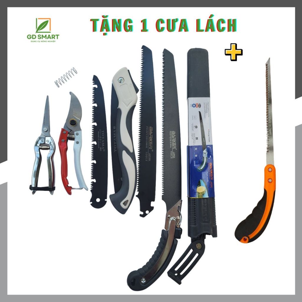Bộ dụng cụ cắt tỉa cây cảnh Bonsai (6 Món Kéo Cắt Cành Tỉa Thép Trắng Cưa Barker và Cưa Gập )