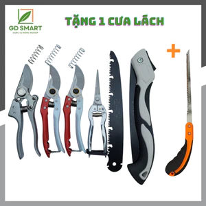 Combo Kéo Cắt Cành Tỉa Cành SK5, Tỉa Thép Trắng, Cưa Gập Cầm Tay Làm Vườn Bonsai