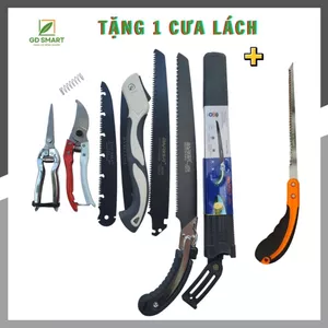 Combo 6 Món Kéo Cắt Cành SK5, Tỉa Thép Trắng, Cưa Barker và Cưa Gập Cầm Tay-GD SMART