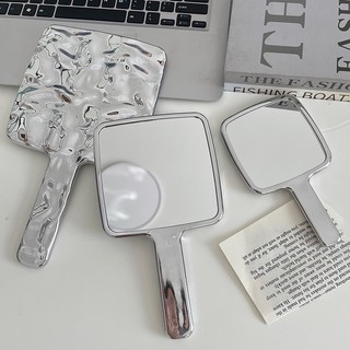 Gương cầm tay bỏ túi gương GỢN SÓNG NƯỚC họa tiết sành điệu sang trọng, Gương trang điểm cầm tay màu bạc sang trọng