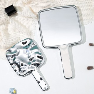 Gương cầm tay bỏ túi gương GỢN SÓNG NƯỚC họa tiết sành điệu sang trọng, Gương trang điểm cầm tay màu bạc sang trọng