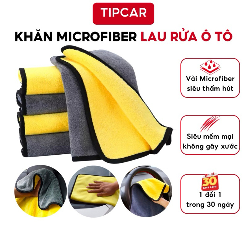 Khăn Lau Xe Ô Tô Chuyên Dụng 3M Sợi Microfiber Siêu Mềm Mịn Siêu Thấm Lau Xe Hơi 2 Lớp 2 Mặt Siêu Sạch Thấm Hút