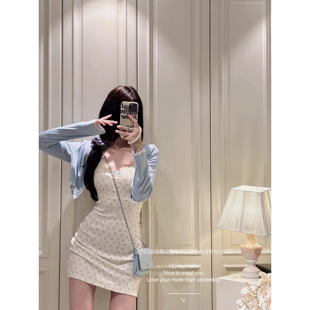 Đầm ngắn bèo gấu phối ren kèm belt Màu Trắng 6745