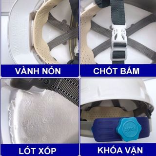 Mũ bảo hộ lao động SEEDA nút vặn lót xốp nhựa ABS HPS4 dùng trong lao động công trình