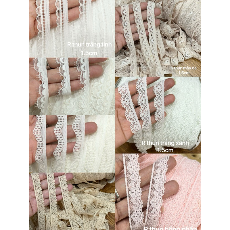 ren thun 1.5cm 1.6cm 1.8cm ren viền trang trí viêbg váy áo nội y ...