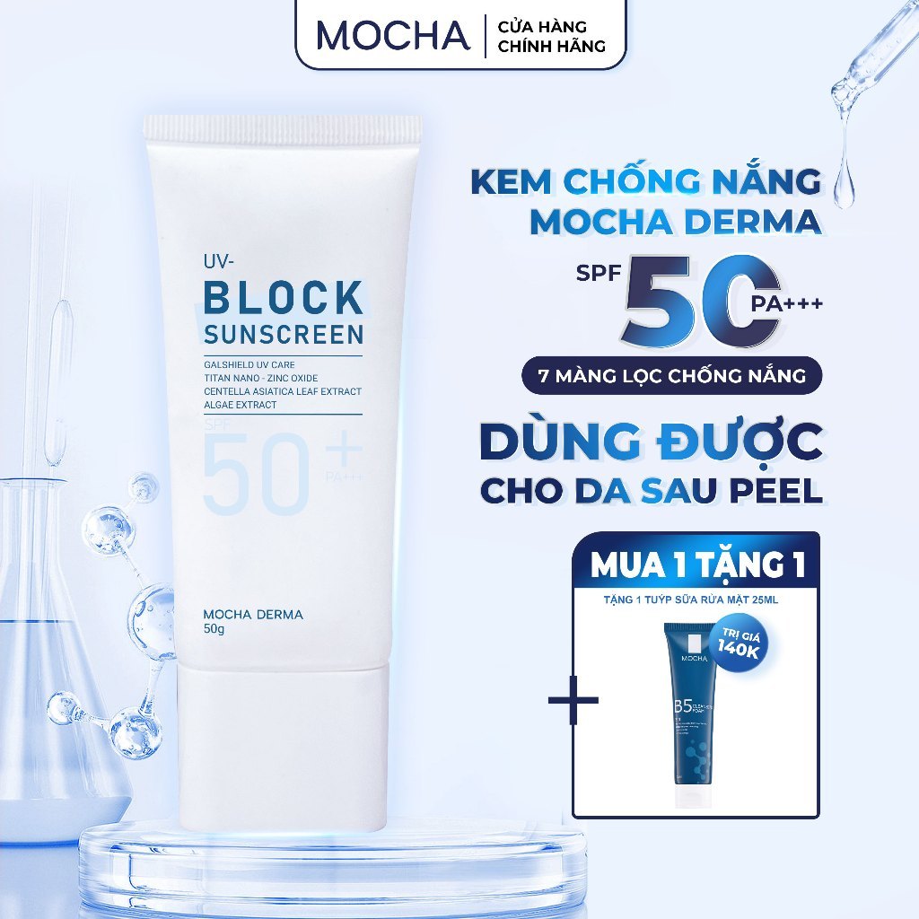 [TẶNG SRM] Kem Chống Nắng chính hãng Mocha Derma SPF 50 PA+, Nâng Tone ...