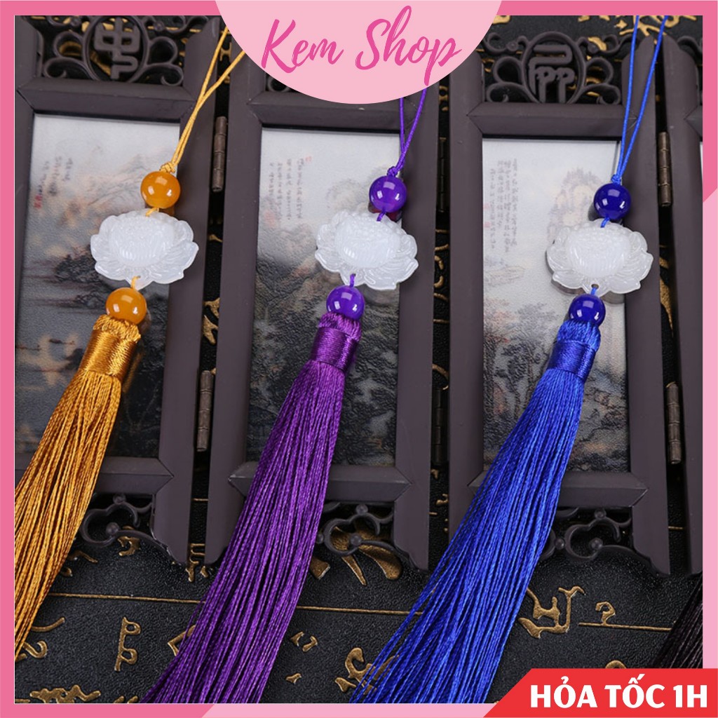 Set 5 dây tua rua liên hoa ngọc bội hoa sen tam sinh tam thế cổ trang dài 22cm - Kem Shop K13