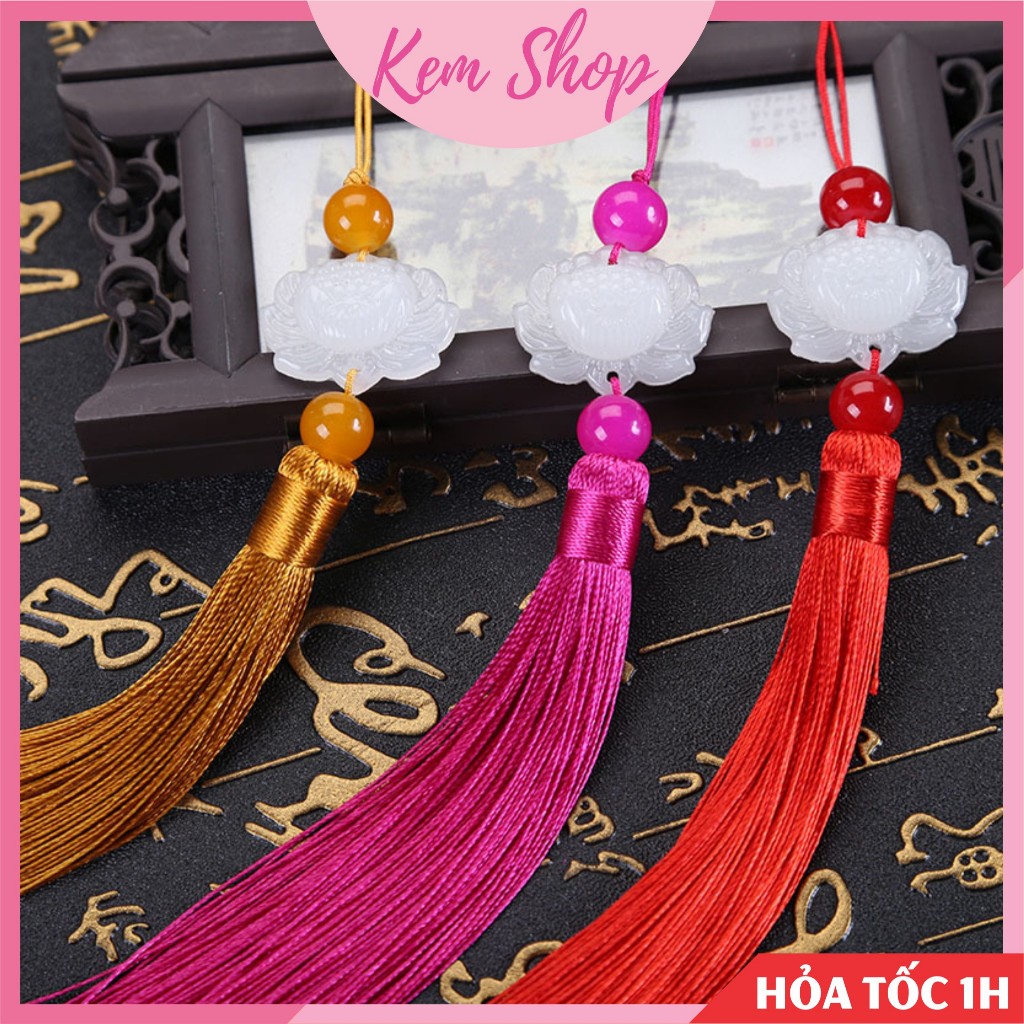 Set 5 dây tua rua liên hoa ngọc bội hoa sen tam sinh tam thế cổ trang dài 22cm - Kem Shop K13
