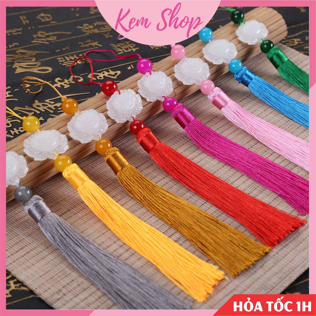 Set 5 dây tua rua liên hoa ngọc bội hoa sen tam sinh tam thế cổ trang dài 22cm - Kem Shop K13