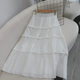 Chân Váy Dài Xòe Bigsize Phối Bèo Tầng Dễ Thương Dáng Váy Midi Vải Xốp Đôi Mềm CV408