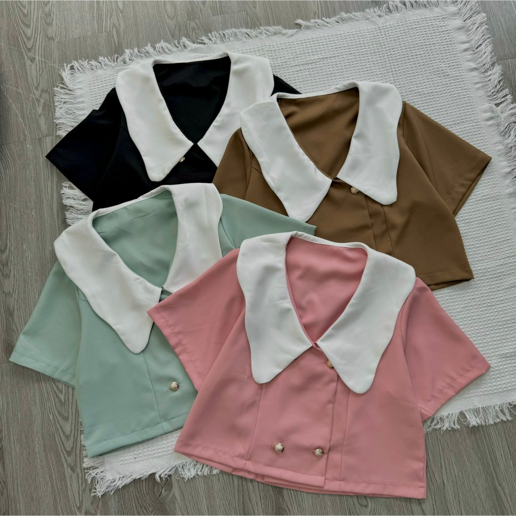Set Thiết Kế Bigsize Nữ Áo Cổ Búp Bê Kèm Chân Váy Xếp Ly Dáng Chữ A Vải Cotton Lạnh SET829