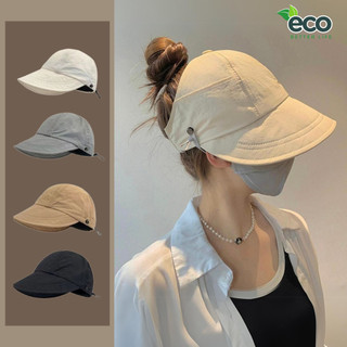 Mũ Chống Nắng Nửa Đầu Vành Rộng Có Móc Đeo Khẩu Trang Vải Cotton Thoáng khí Chống Tia UV