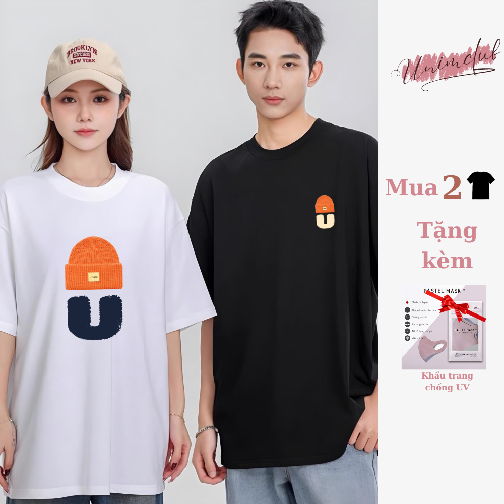 [VẢI 250 GSM] Áo Thun Đôi MŨ CHỮ U Unisex Cao Cấp 100% Cotton Định Lượng Vải 250Gsm Unim Store - AP232
