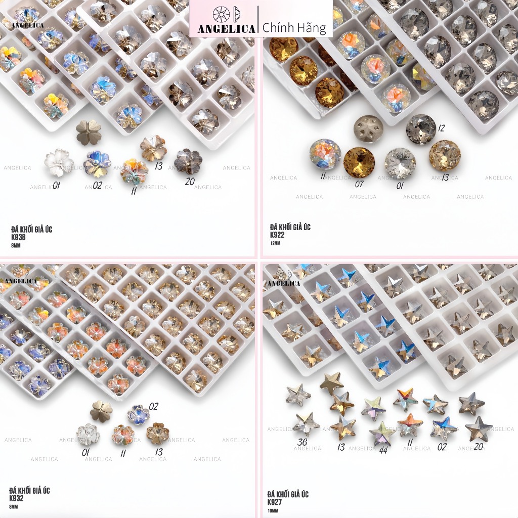 Đá Khối Giả Úc Cao Cấp Siêu Sáng Túi 2 viên Size 6 - 12mm Trang Trí Nail Angelica