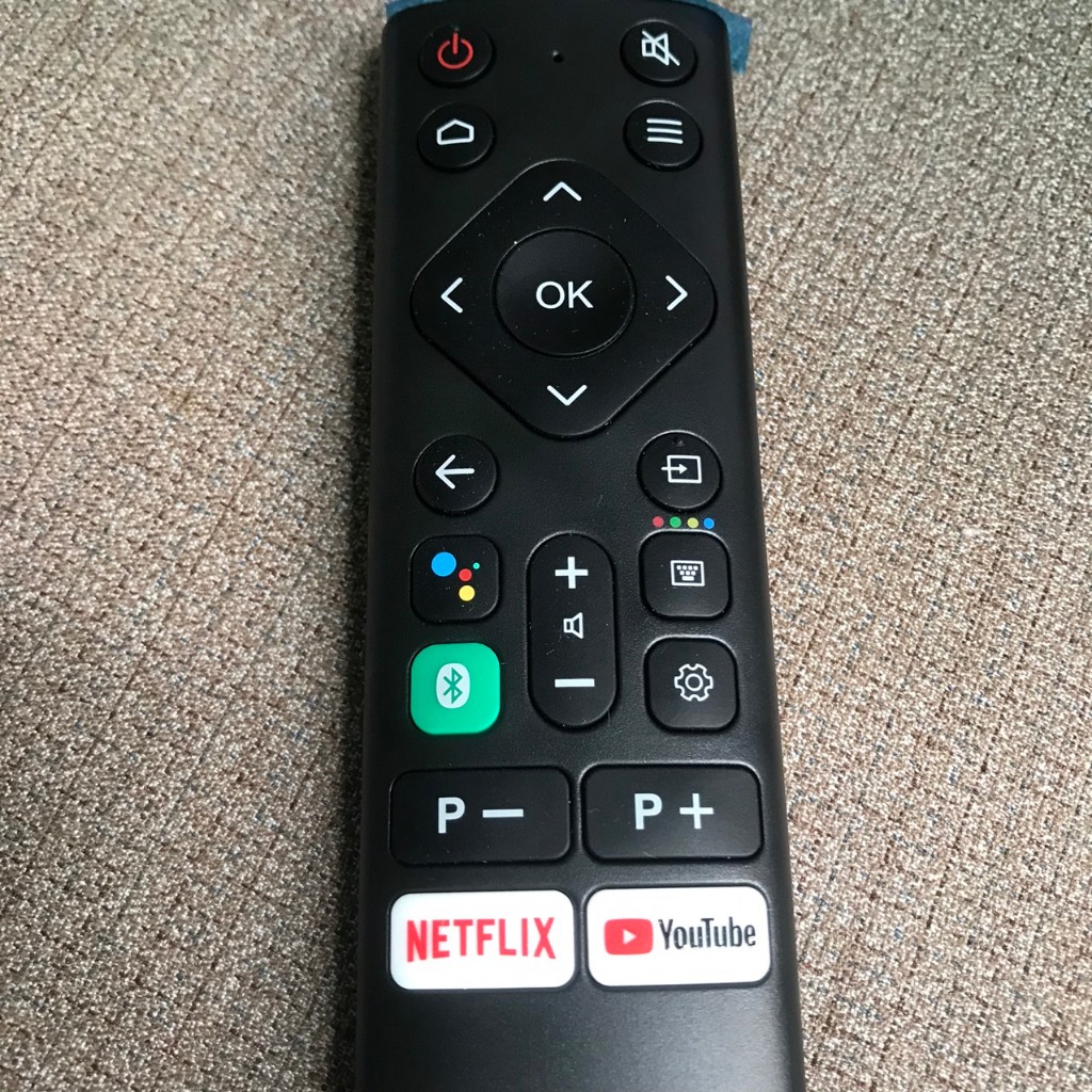 Điều khiển tivi panasonic giọng nói loại ngắn 1 nút xanh, Remote TV panasonic có mic giọng nói