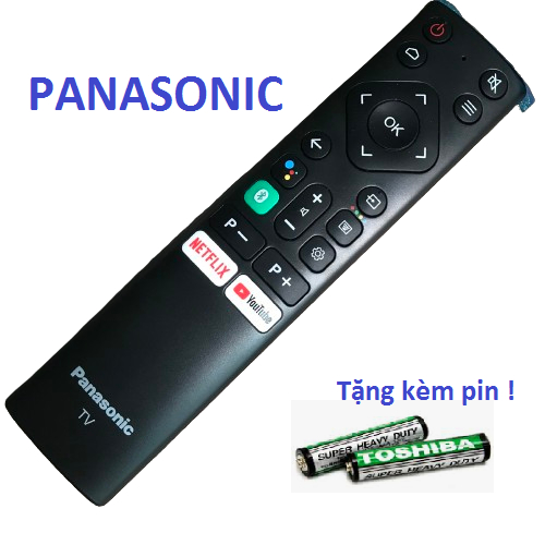 Điều khiển tivi panasonic giọng nói loại ngắn 1 nút xanh, Remote TV panasonic có mic giọng nói