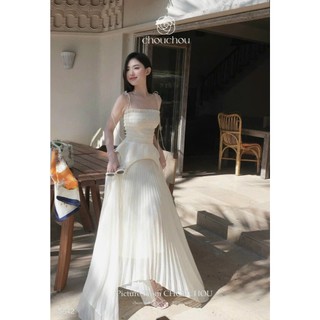 Set váy voan phối tà tapta thời trang nữ dịu dàng nữ tính áo kiểu 2 dây chân váy dài xòe mặc đi tiệc - đi chơi
