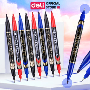 Bút lông dầu 2 đầu dạ kính viết đĩa CD đánh dấu không xóa được Deli viết trên giấy gỗ nhựa thủy tinh
