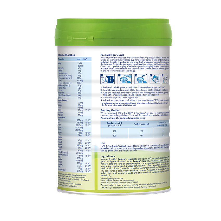 Ảnh Combo 3 lon Sữa bột công thức HiPP 3 Organic Combiotic 800g hỗ trợ tiêu hóa và tăng chiều cao (3 lon x 800g) 2