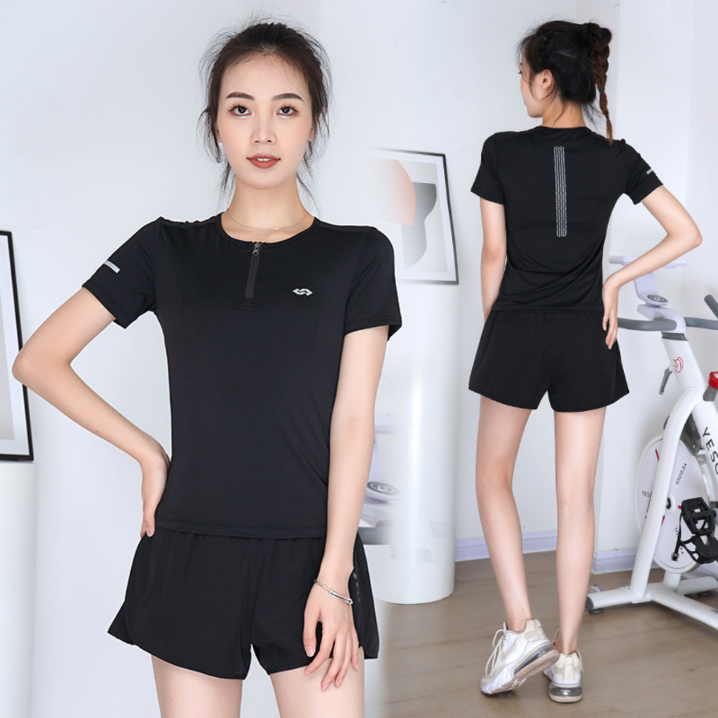 Bộ quần áo thể thao nữ [YUNA 64] Bộ tập gym nữ thoáng mát phù hợp thể thao ngoài trời Quần tập 2 lớp