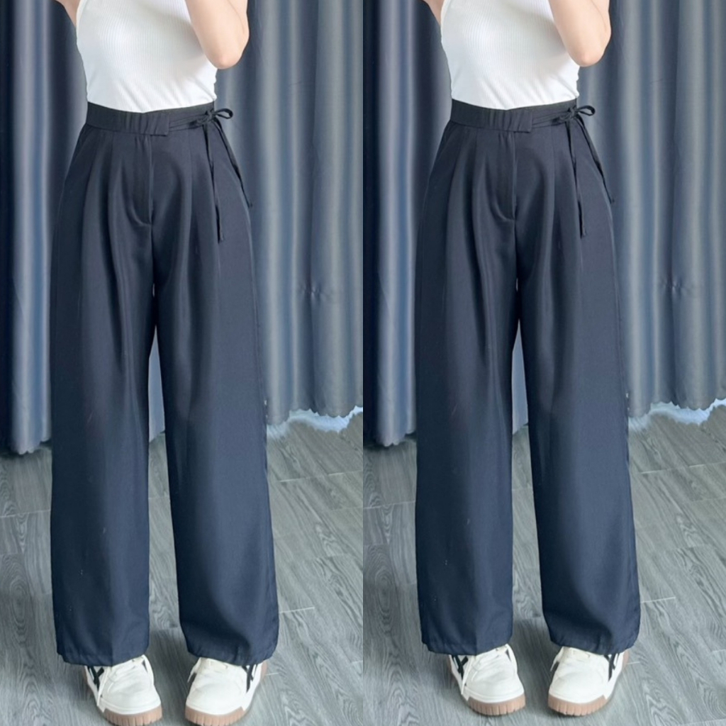 Ảnh Quần suông bigsize nữ dáng rộng có dây cột nơ thời trang công sở thoải mái chất cotton lạnh thanh lịch - QD 3
