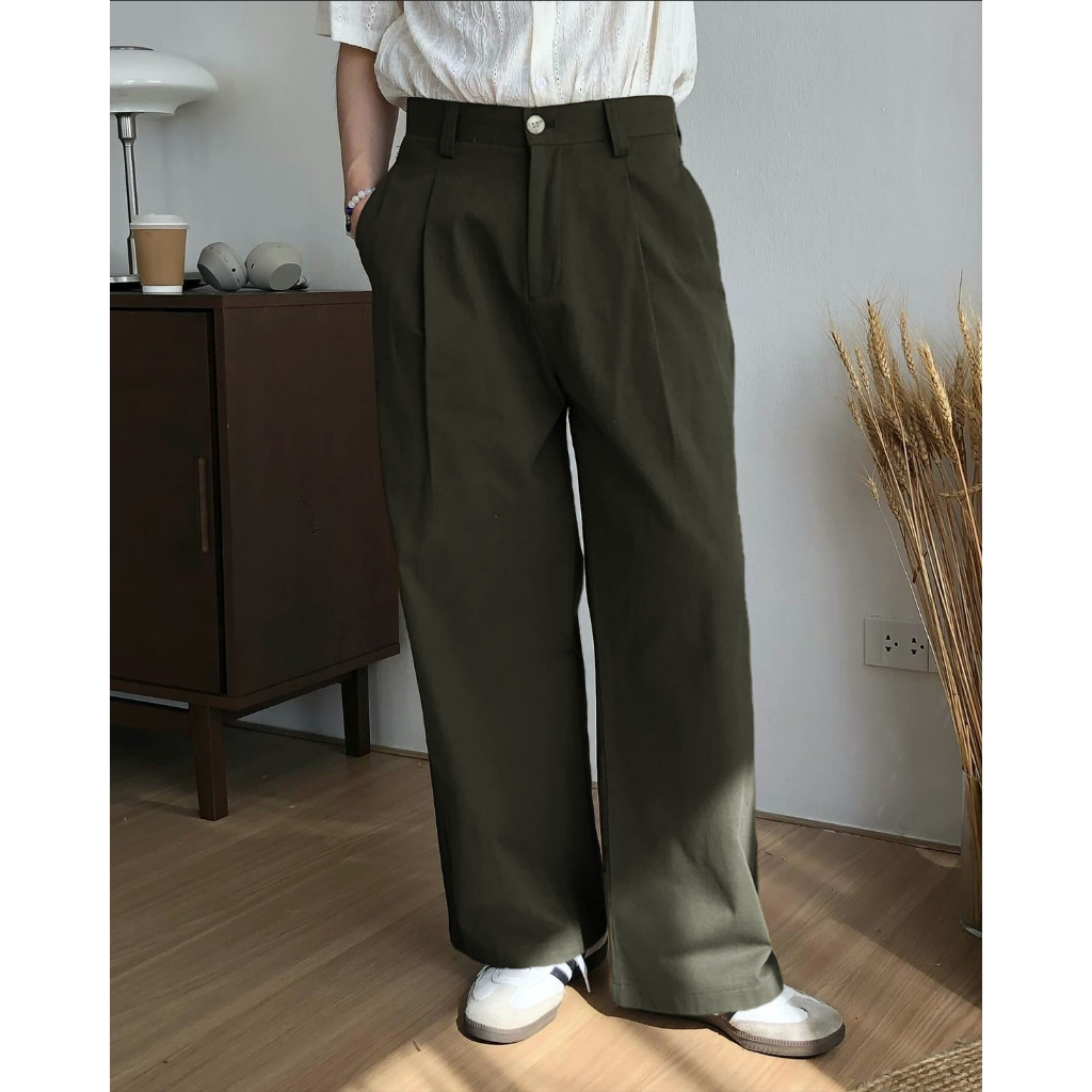 Quần Tây Kaki Nam Ống Rộng RT CLASSY Cạp Cao Không Nhăn Chất Liệu Cotton Dày Dặn