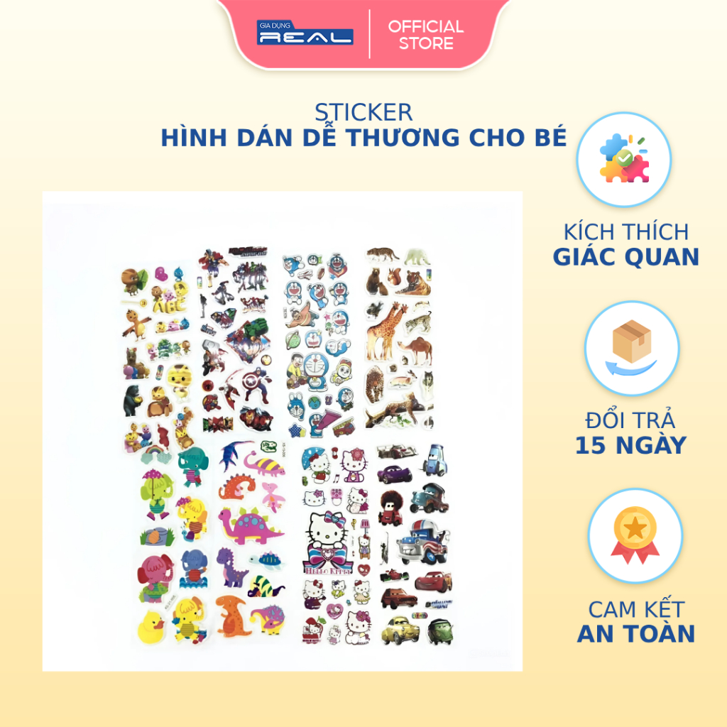 Sticker 3D Nhãn Dán nhiều hình đẹp ngộ nghĩnh cho bé | Shopee Việt Nam