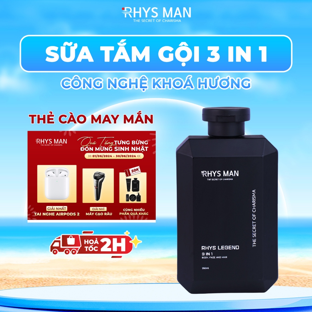 Sữa tắm gội nam hương nước hoa 3 in 1 RHYS MAN Rhys Legend 350ml ...