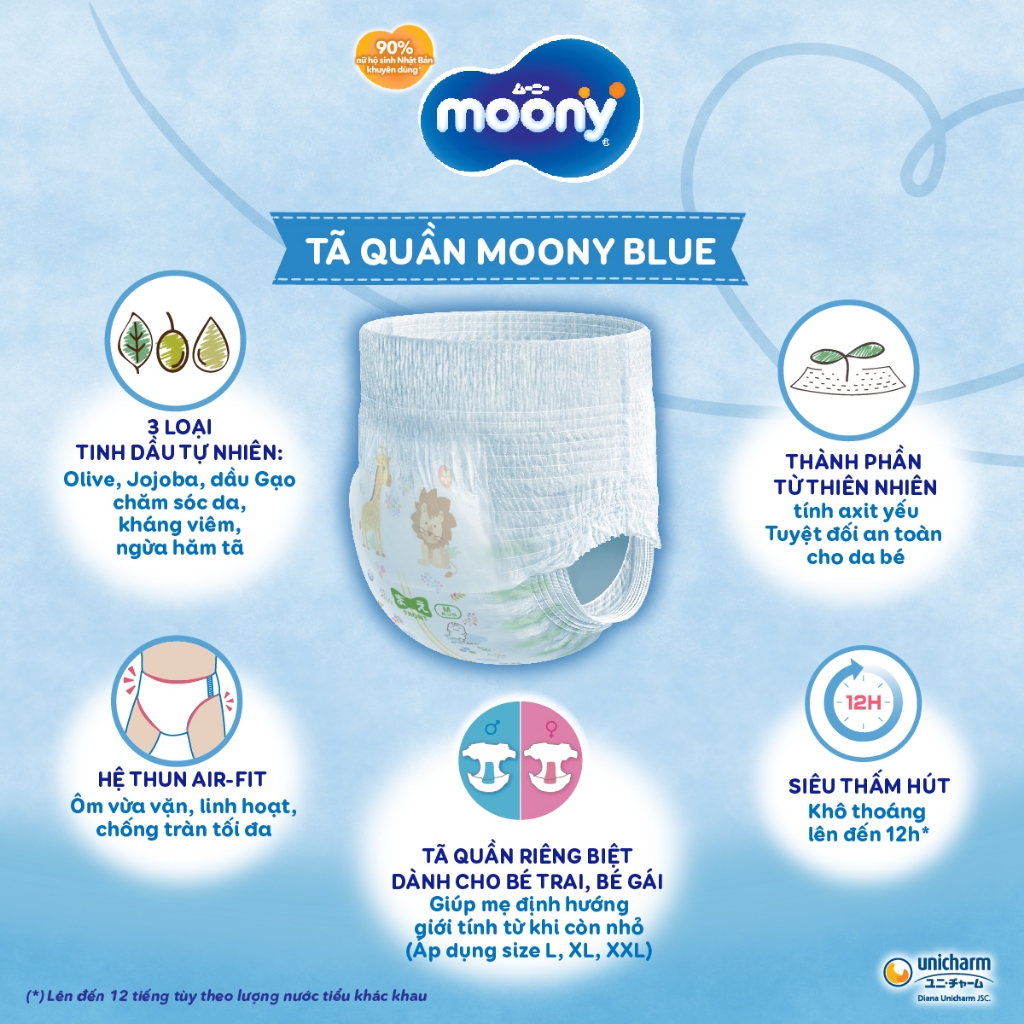Ảnh Tã quần cao cấp Moony M52 - Nhập khẩu Nhật Bản 1